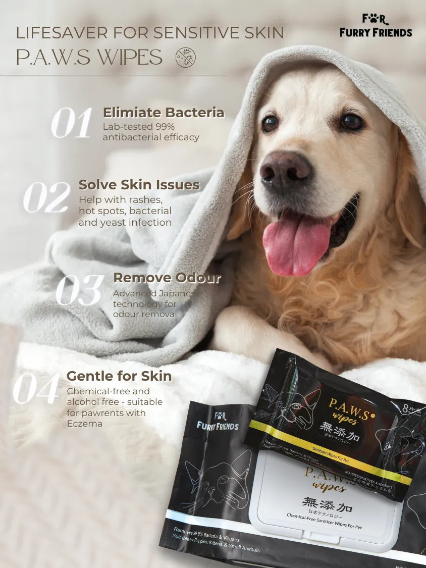 FOR FURRY FRIENDS P.A.W.S Travel Wipes (8 pcs)