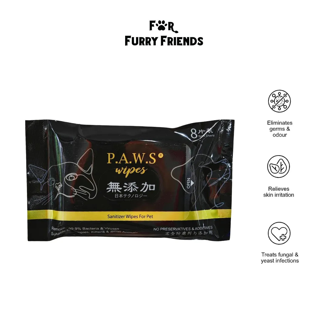 FOR FURRY FRIENDS P.A.W.S Travel Wipes (8 pcs)